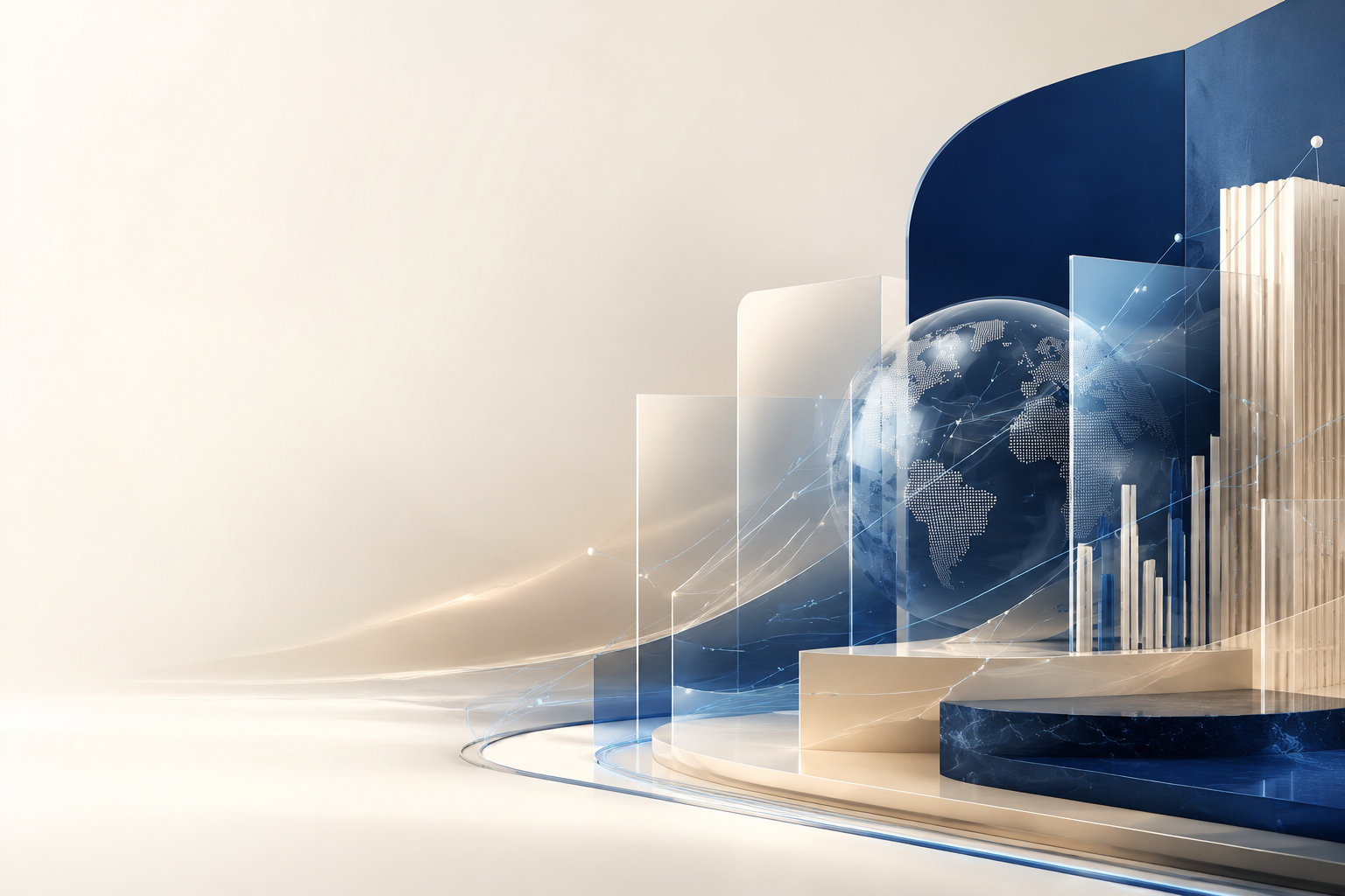Representación abstracta de fiscalidad, tecnología y conexión global